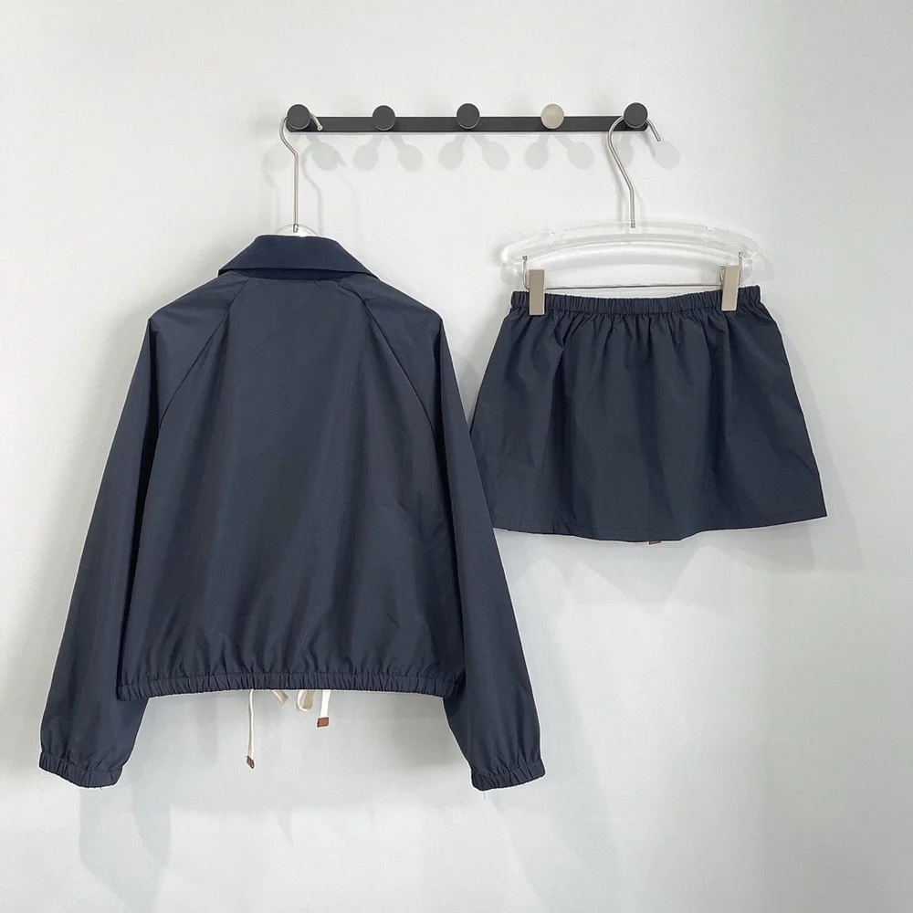 Miu Miu workwear jacket, trousers with low waist pockets, and short skirt set - Picture 2 of 8